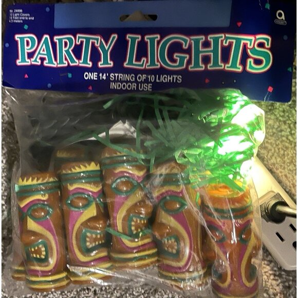 Amscan Tiki Party Lights 10 Blow Mold Style Covers RV Camper Luau Decor 14ft NOS - Picture 10 of 12
